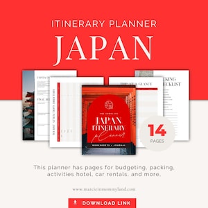 Japan Trip Planner PDF, Printable Itinerary & Packing List, Budget Tracker, Digital Travel Organizer for Couples and First-Time Visitors