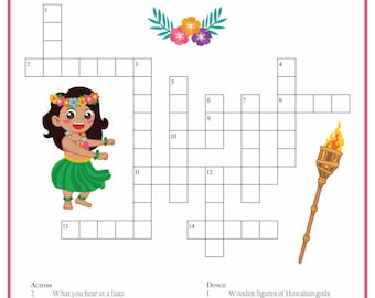 Hawaii Crossword Printables for Kids