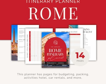 Rome Trip Planner PDF, Printable Itinerary & Packing List, Budget Tracker, Digital Travel Organizer for First-Time Italy Tourists