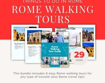 Tour a piedi di Roma, itinerario autoguidato, pianificatore di viaggio digitale, mappa delle attrazioni classiche di Roma, itinerario del Colosseo, tour della Città del Vaticano