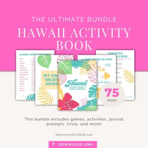 Hawaii Travel Journal for Kids | Printable Vacation Activity Book for Hawaii Trip | Games, Worksheets & Daily Prompts