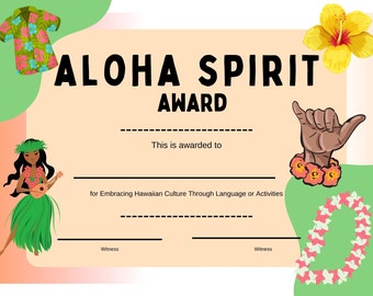 Printable Aloha Spirit Award Certificate for Hawaii Family Vacations | Hawaii With Kids
