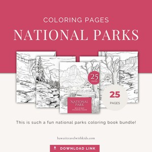 National Park Coloring Book for Kids, Printable Nature Activity, US Parks Coloring Pages, Educational Travel Fun, Instant Download