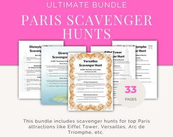 Paris Travel Activity Bundle for Kids | 11 Printable Scavenger Hunts for Family Adventures | Educational + Fun Vacation Games