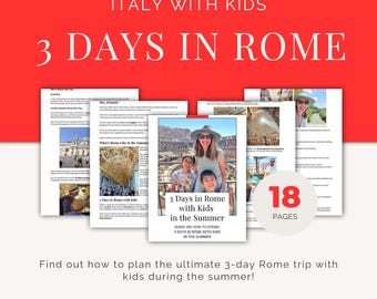 3-Day Rome Itinerary with Kids, Family Travel Guide to Rome, Printable Vacation Planner PDF, Italy with Children, Kid-Friendly Rome Plan