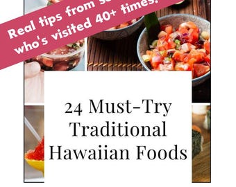 24 traditionele Hawaïaanse gerechten die je moet proberen | PDF reisgids Hawaii Foodie | Must-try-gerechten, lokale plekken en links naar recepten