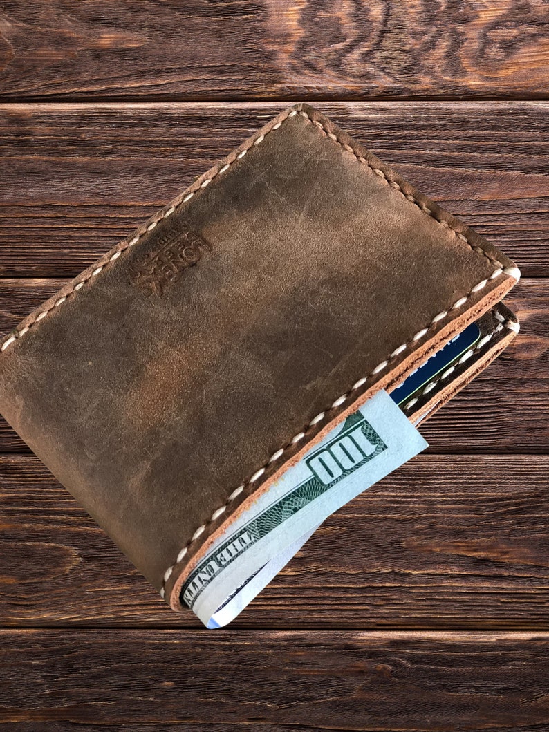 Handcrafted Personalized Leather Wallet Minimalist Style for Etsy
