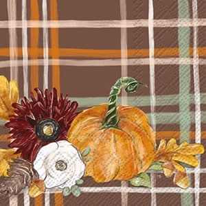 Fall Foliage Decoupage Napkins: Autumn Plaid Guest Size