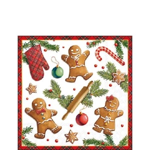 Gingerbread Cookies Decoupage Napkins: Christmas Holiday Cocktail Size
