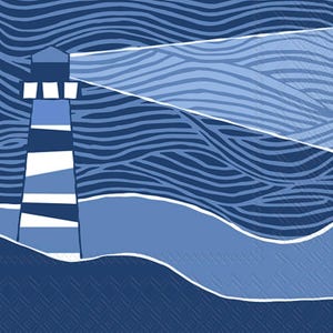 Nautical Lighthouse Decoupage Napkins: Blue Decorative Paper, Cocktail Size