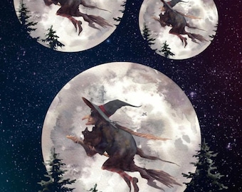 Witch Halloween Rice Paper, Decorative Paper, Glass Art, Scrapbooking