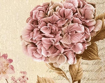 Heloise Geranium Decoupage Napkin, Floral Decorative Paper, Guest Size 8.25" x 4.5"