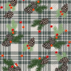 Woodland Pines Decoupage Napkin, Christmas, Holiday, Guest Size 8.25" x 4.5"