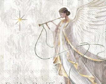 Angel's Grace Decoupage Cocktail Napkin 5" x 5", Christmas, Holiday