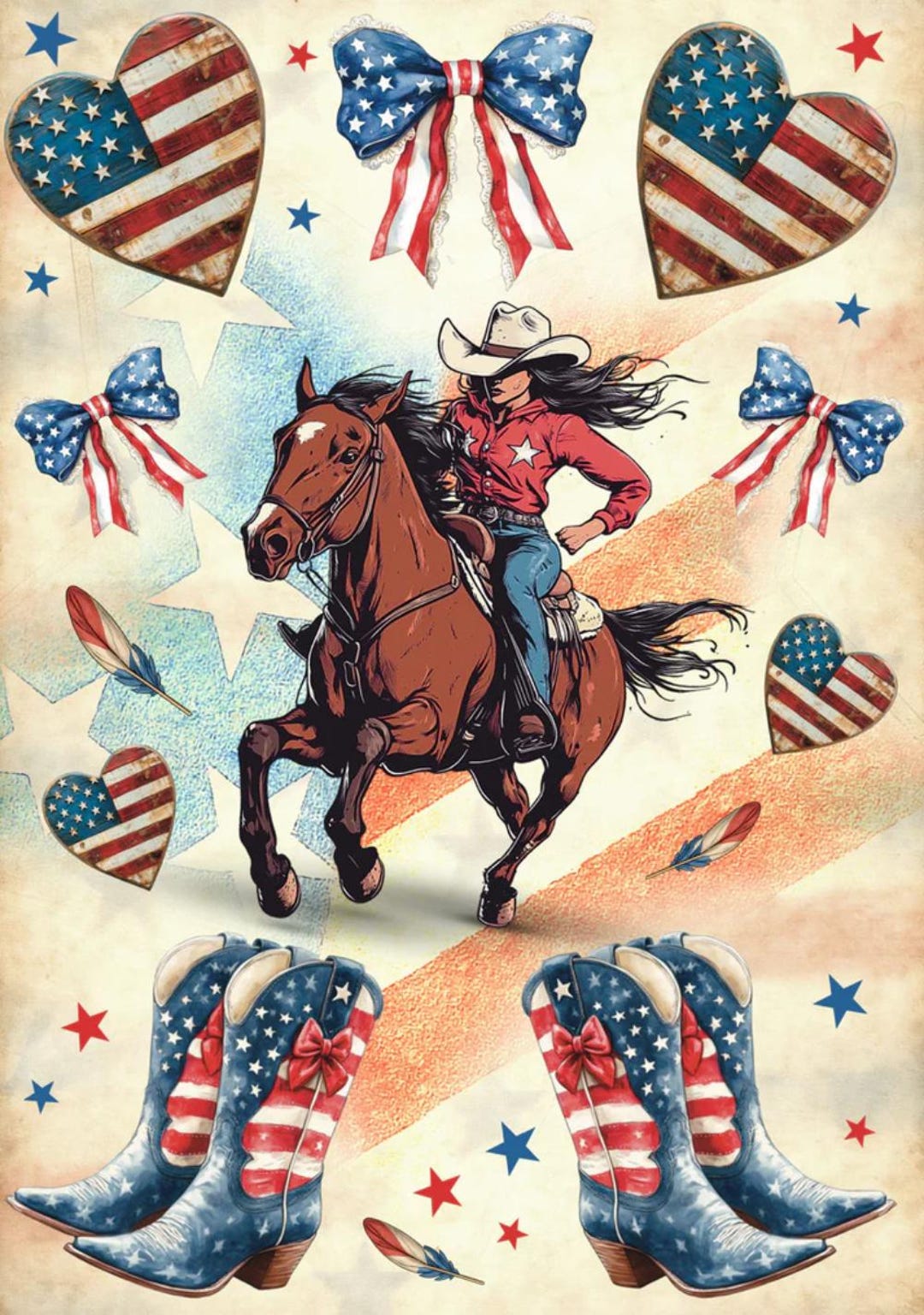 Cowboy Girl Rice Paper, Decorative Paper, Junk Journal, Scrapbooking - Etsy