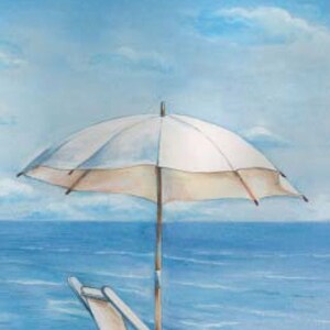 Coastal, Beach, Blue Horizon Coastal Decoupage Napkin 8.25&quot; x 4.5&quot; Guest Size Paper Collage, Scrapbooking, Journals, Decorative Paper