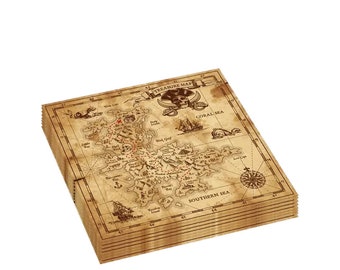 Pirate Treasure Map Decoupage Napkin, Collage, Scrapbooking, Lunch Size 6.5" x 6.5"