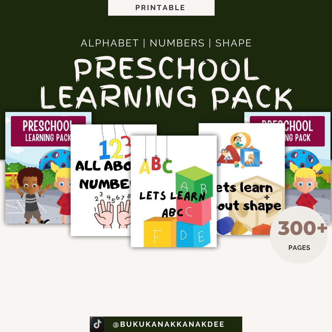 Preschool Learning Pack Printable | Alphabet Numbers Shapes Worksheets ...