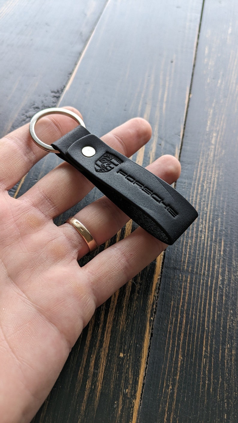 Car Logo Porsche Keychain, Personalized Leather Keychain Etsy