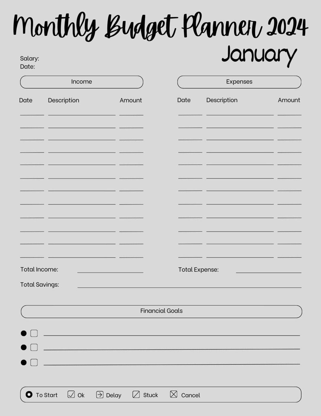 2024 Budget Planner Printable Finance Tracker Finance Etsy UK
