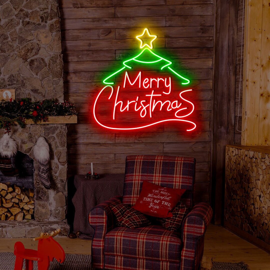 Merry Christmas Neon Sign Christmas Tree Neon Led Sign Etsy