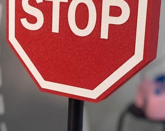 STOP Sign with Stand | Traffic Theme Party or Room Decor 37 cm