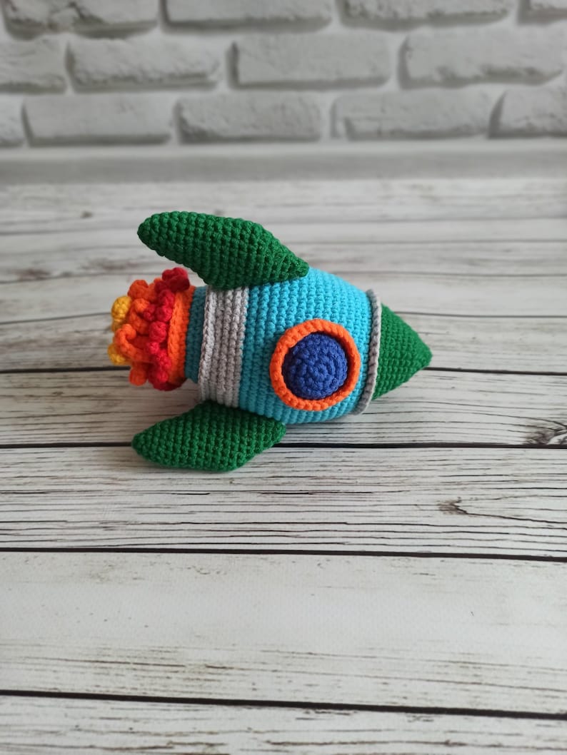 Crochet Space Rocket Plush Spaceship Lovers Rocketship Stuffed Nursery ...
