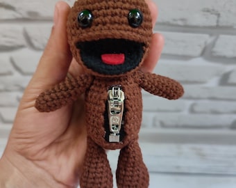 Sackboy Keychain Crochet Doll Sacboy Plush Charm Little Big Planet