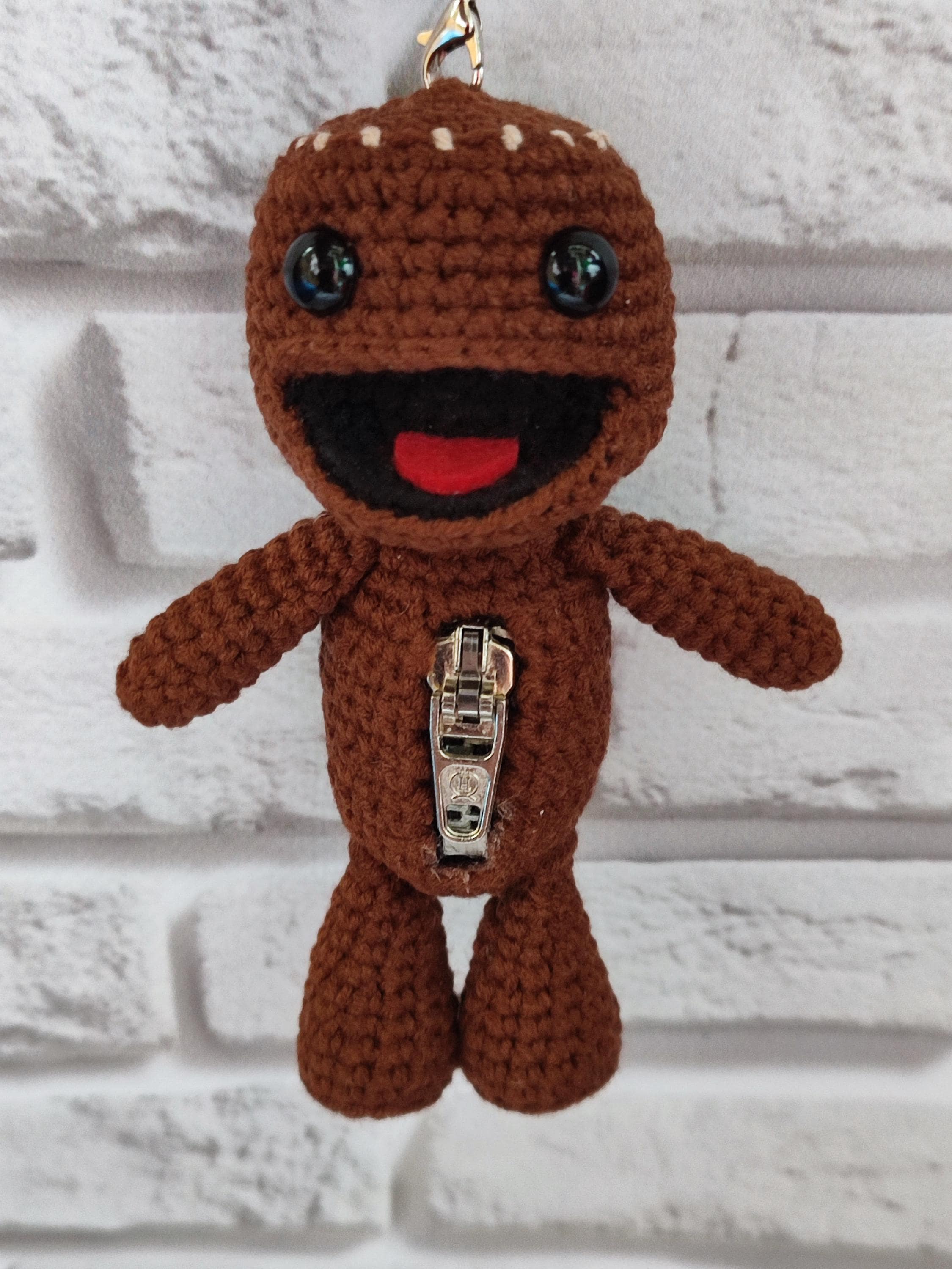 Sackboy Keychain Crochet Doll Sacboy Plush Charm Little Big Planet