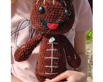 Sackboy crochet custom doll plush little big planet birthday gifts for gamers amigurumi soft big sack boy