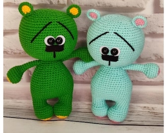 Crochet Bear Handmade Amigurumi Plush, Teddy Bear Stuffed Animal, Soft Crochet Toy, Baby Shower Gift, Nursery Decor