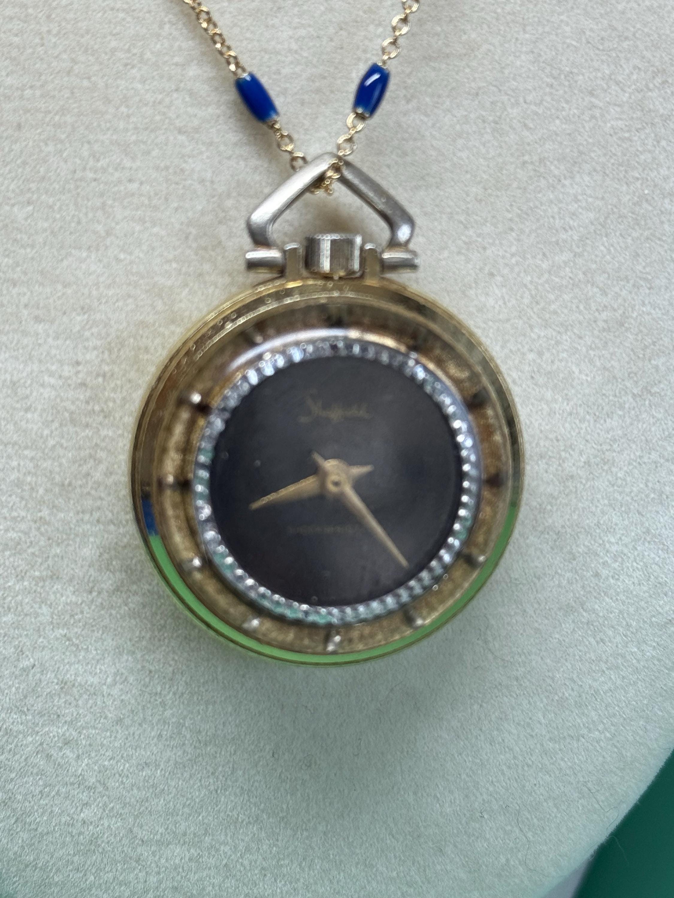 Vintage Sheffield Pendant Watch With Rotating Bezel – Blue  display picture 2