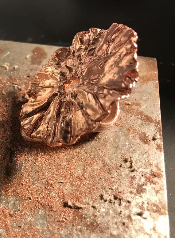 Bold Botanical Statement Ring – Cast Copper with … - image 10