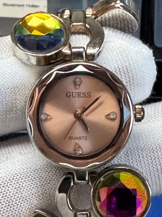 Vintage Guess Rose Dial Bracelet Watch: Iridescent Crystal  display picture 2