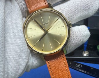 Nixon Women 17B-S Brown Leather Quartz Analog Watch - New - Etsy display picture 3