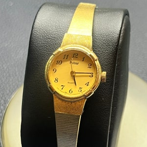 Dainty Lady&#39;s Pulsar Cocktail Watch - Classic Small Gold Tone watch for her, Quartz movement