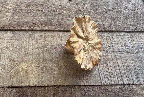 Bold Botanical Statement Ring – Cast Copper with … - image 4