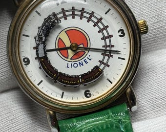 Vintage Lionel Trains Watch – Animated Train Dial with Whistle Sound – 1970s Novelty Quartz, New Strap