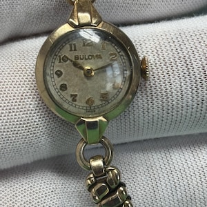Vintage 1940s Bulova Ladies Cocktail Watch: 10K Rolled Gold Art Deco Style
