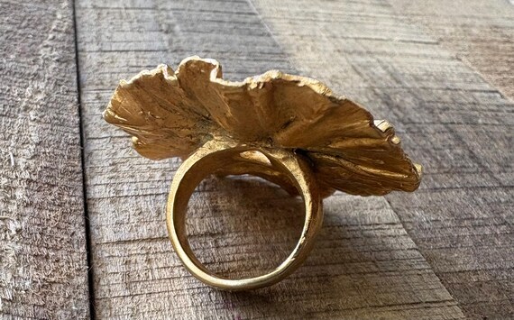 Bold Botanical Statement Ring – Cast Copper with … - image 2