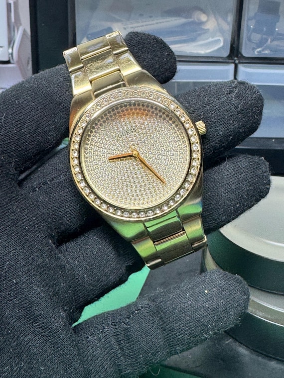 Vintage Guess Gold-tone Crystal Watch – 90s Y2K Bling, Small  display picture 2
