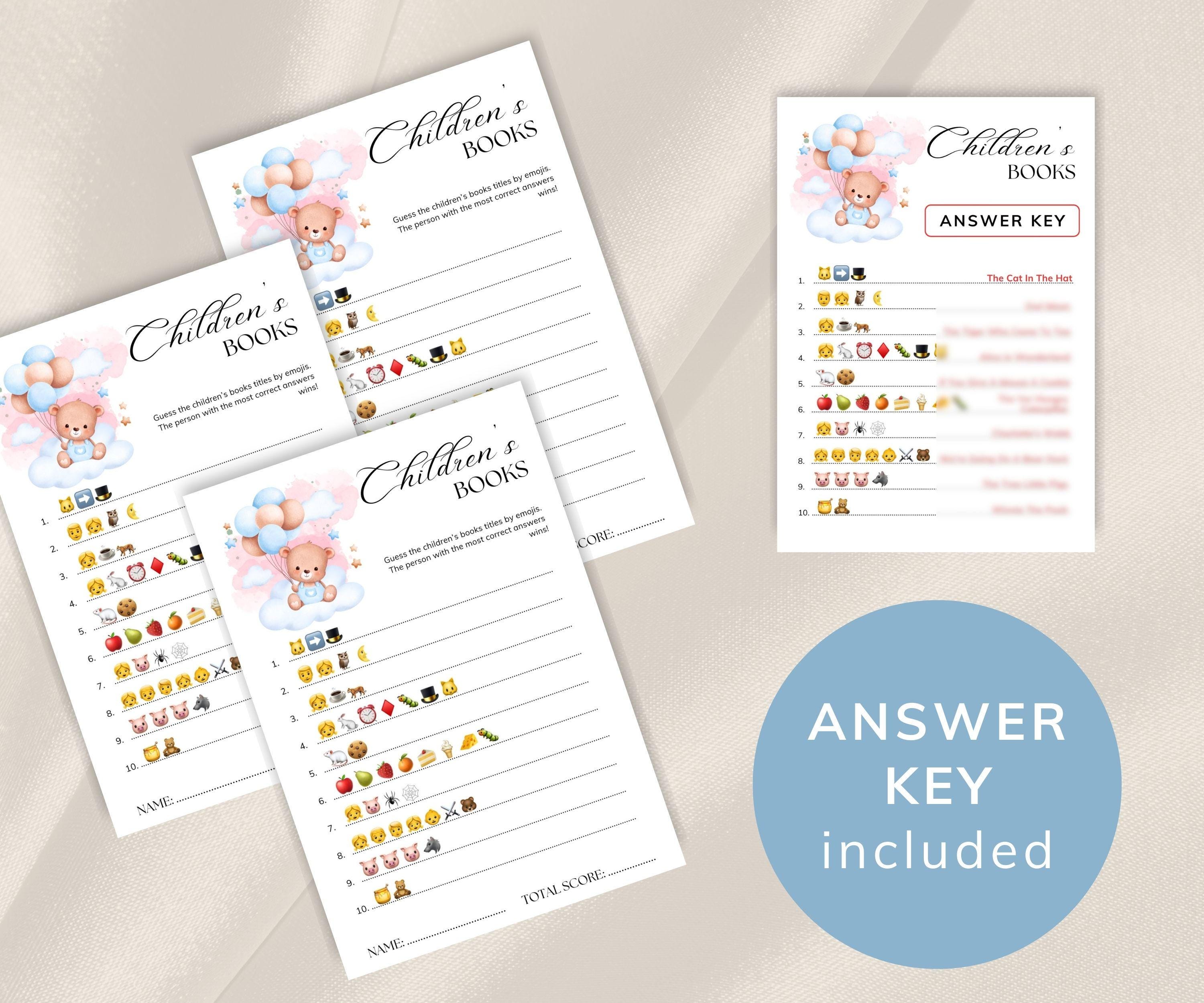 Baby Shower Childrens Book Emoji Game, Emojis Quiz, Fun Icebreaker ...