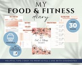 Printable Food and Fitness Tracker PDF | Meal Planner | Workout Log | Digital Wellness Journal