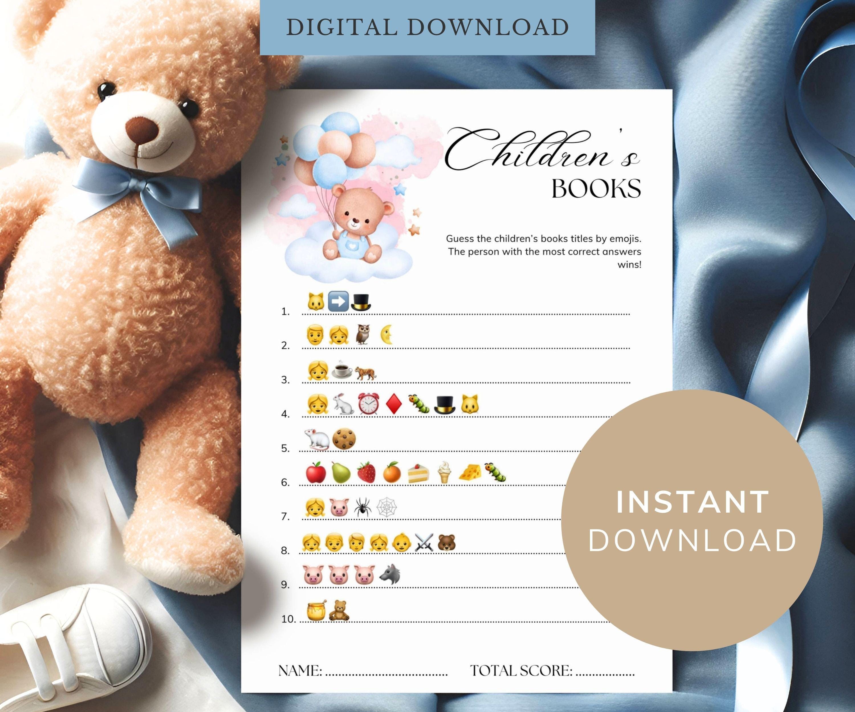 Baby Shower Childrens Book Emoji Game, Emojis Quiz, Fun Icebreaker ...