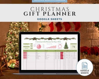 Planificador de regalos navideños reutilizable y rastreador de presupuesto de regalos / Hojas de cálculo de Google / Rastreador de regalos navideños digital / Herramienta de gestión de presupuesto festivo