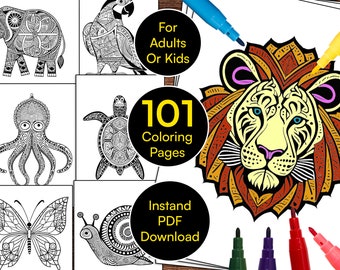 101 Animal Mandala Coloring Pages | Relaxing Designs for Adults & Kids (Printable PDF)