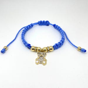 Custom Color of threadteddy bear bracelet, braided, handmade, adjustable, ideal for a gift
