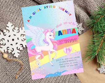 Invito di compleanno unicorno modificabile Festa di unicorno Invito alla festa magica Modello di invito unicorno magico Download digitale