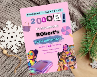 2000s Party Invite, 2000s Invitation Template, Editable Y2k Birthday Invite,  Retro Y2k Invitation, 2000s Party Theme, Y2k Birthday Theme