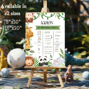 Editable Safari Birthday Milestone Poster Template, Safari Wild one Birthday Milestone Board Poster Printable, Wild One Birthday Party